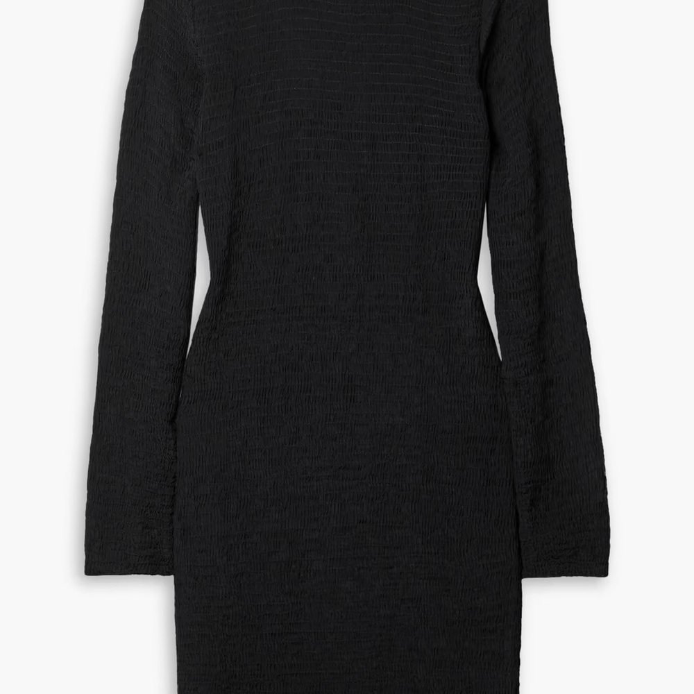 NWT Suenos smocked ruffle voile mini dress black